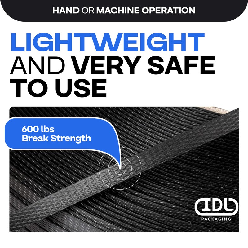 IDL Packaging 1/2" x 200' Polypropylene (PP) Strapping Coil (600 lbs Break Strength) in Ð¡ardboard Self-Dispenced Box - Lightweight and Affordable Poly Banding - Elastic and Flexible Packaging - Image 3